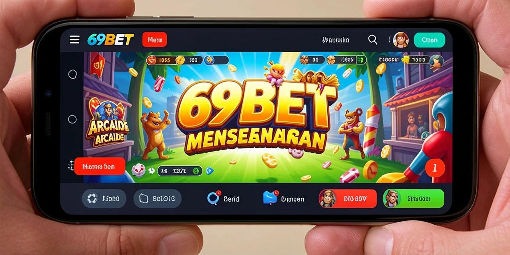 Screenshot utama 69BET dengan tampilan gameplay Arcade yang menarik dan ceria.
