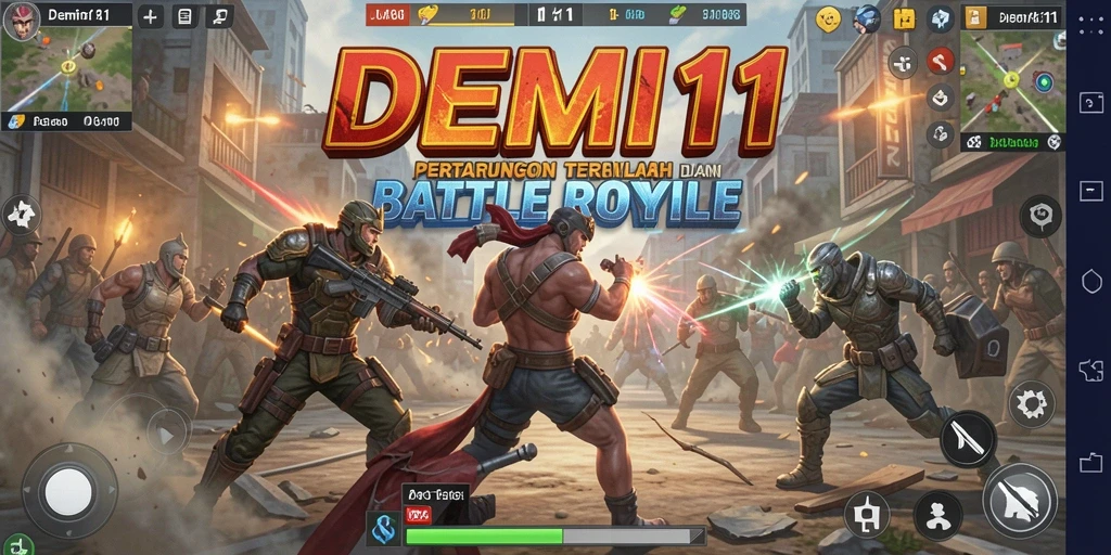 Tangkapan layar menunjukkan aksi mendebarkan dalam permainan Battle Royale.