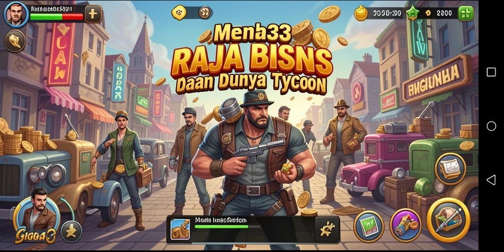 Tampilan gameplay GIGA33 yang menampilkan pengelolaan bisnis yang seru.