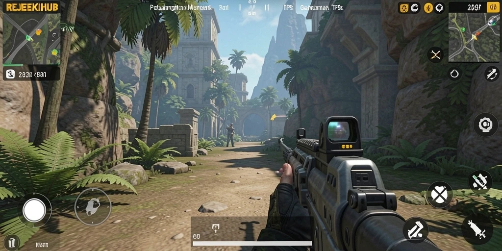 Tampilan gameplay seru dalam pertempuran TPS di REJEKIHUB.