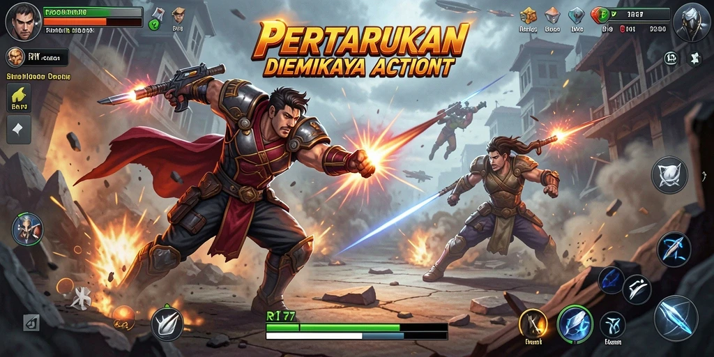 Screenshot RK77 menunjukkan aksi pertarungan yang mendebarkan dan grafis menawan.