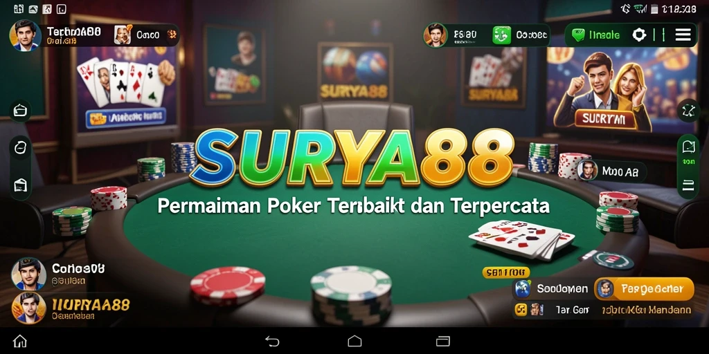 Tampilan gameplay poker yang menarik dan interaktif di SURYA88.