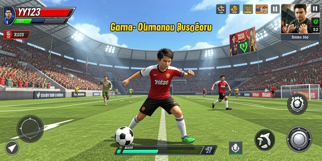 Screenshot utama YY123 menampilkan aksi seru olahraga kompetitif.